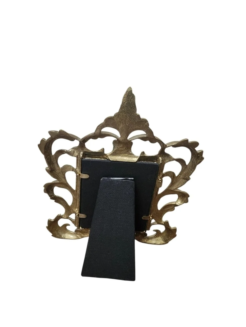 Vtg Antique Rococo Ornate Heavy Brass Gold Tone Easel Picture Frames Victorian